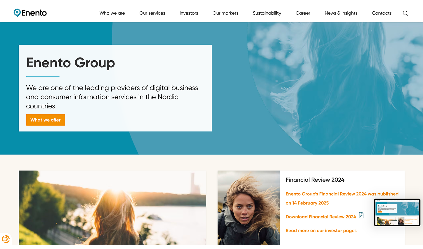 Case study listing page Enento - website screenshot