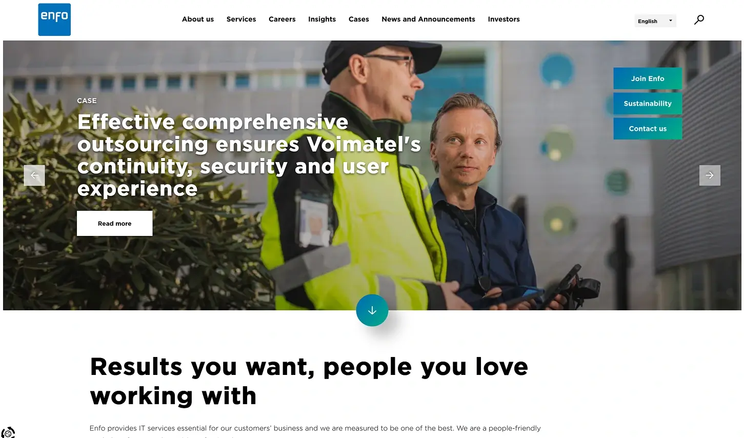 Case study listing page Enfo - website screenshot