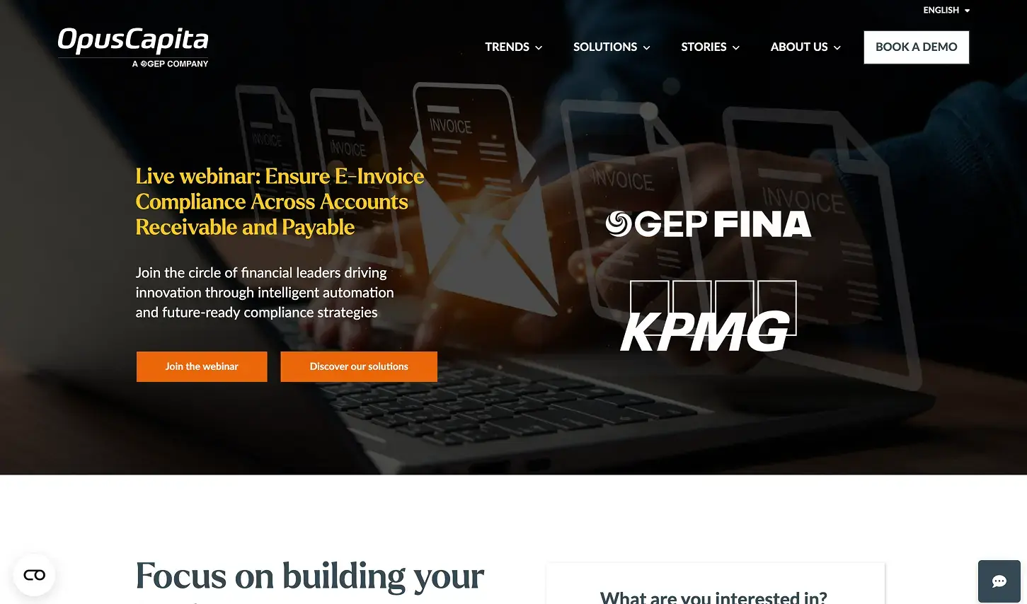 Case study listing page OpusCapita - website screenshot